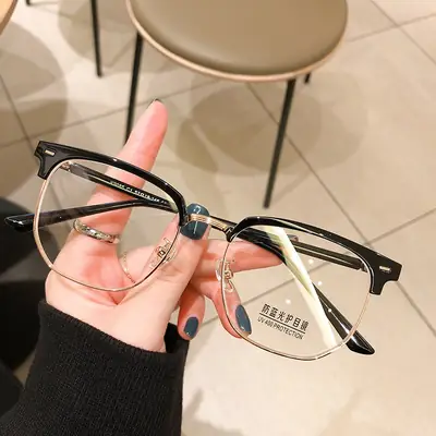 Korean Style Eyebrow Glasses for Women Men Metal Frame