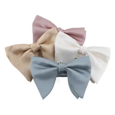 Men's Oversized Satin Silk Bow Tie Solid Color Formal Evening Dress