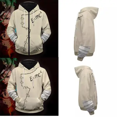 Dr.STONE 3D Sweater Hoodie Cream E=mc2 Design