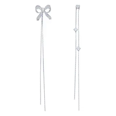 925 Silver Earrings for Women with Bow Tassel Design