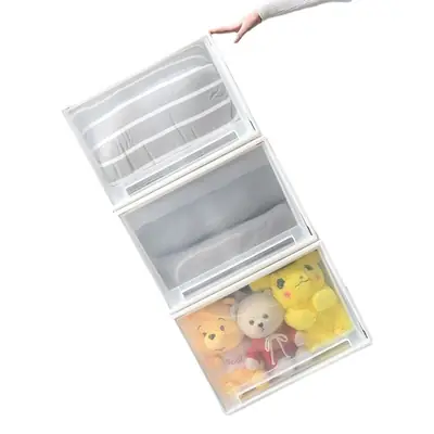 Stackable White Storage Box for Wardrobe & Home Use
