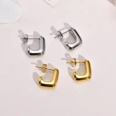 Huan Mu Titanium Steel L-Shaped Earrings