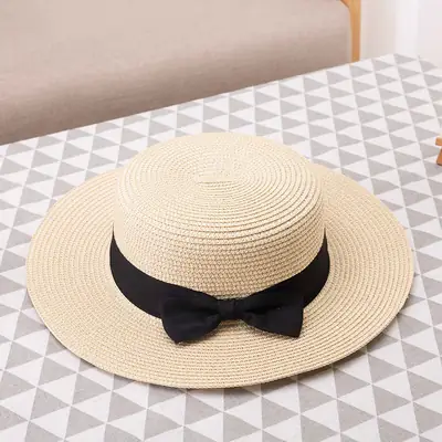 Women Straw Hat British Retro Summer Sunshade