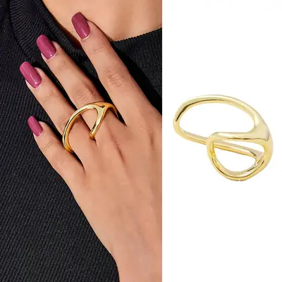 Gold Plated Two Finger Ring for Men