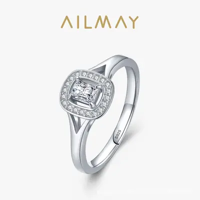 Airmay Sterling Silver Zircon Ring Women's Light Luxury