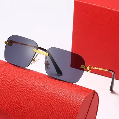 Men's Gold Brown Metal Frame Sunglasses European American Cross Border Trendy Optical Glasses