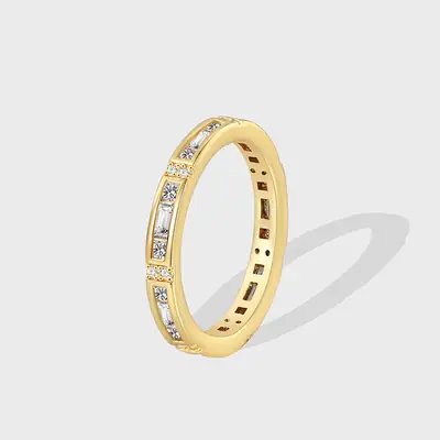 Copper Plated Real Gold Ring with Zircon Inlays for Women