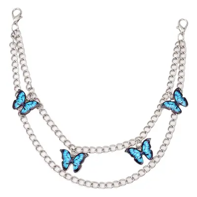 White Butterfly Chain Handbag with Blue Beads