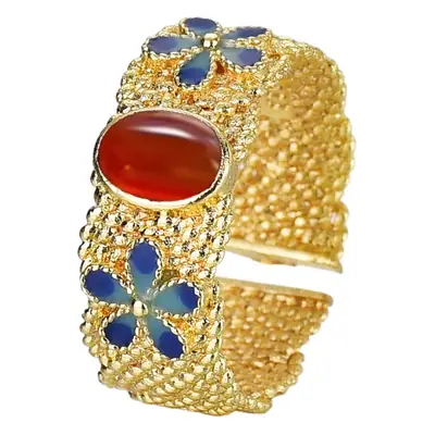 Burned Blue Gold Plated Ancient Twist Ring for Women