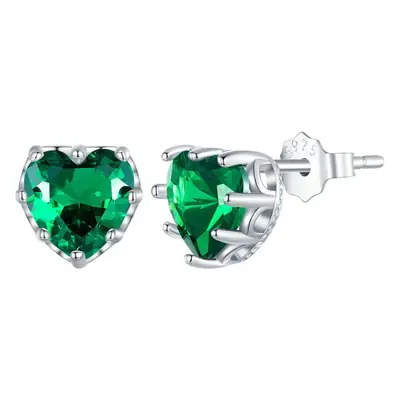 Heart Shaped Zircon Earrings for Women Silver Plated