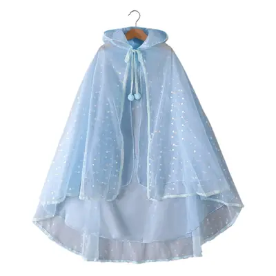 2025 Spring Mesh Hooded Cloak for Girls Blue