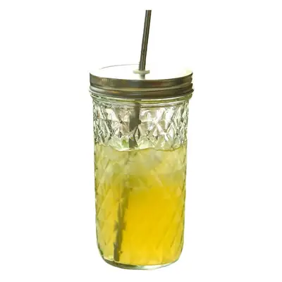 Glass Mason Cup Cold Brew with Straw & Lid