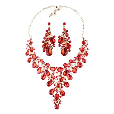 Luxury Rhinestone Necklace Earrings Set for Women