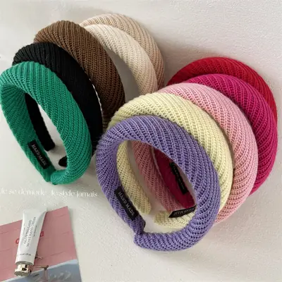 Korean Knitted Headband Brown Wide Brim