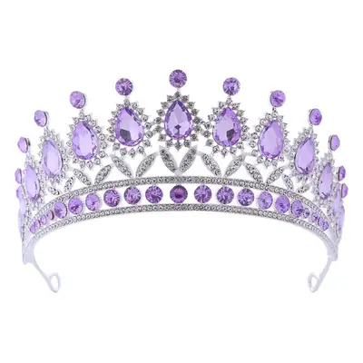 Purple Gemstone Queen's Crown for Bride & Party Wear