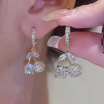 Korean Style Cherry Pendant Earrings for Women