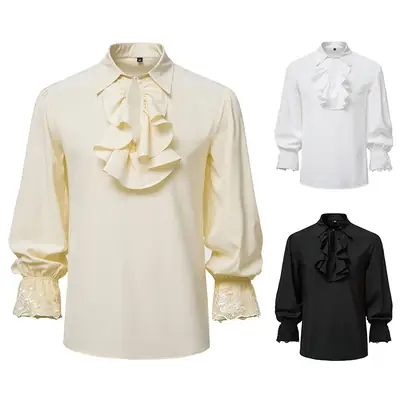 Men's Ruffled Victorian Costume White Black Yellow