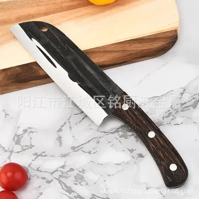 Hand-Forged Hammered Stainless Steel Fruit Knife with Wooden Handle