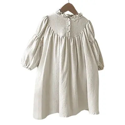Girls Ruffled Collar Autumn Floral Dress 2026