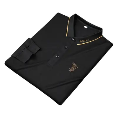 Men Navy Blue Embroidered Polo Shirt Plus Size