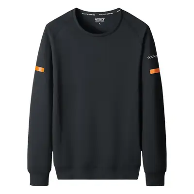 Men's Blue Round Neck Sweatshirt Plus Size Winter Sports Wear