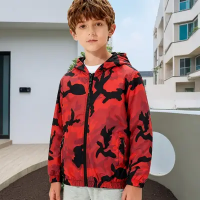 Boys' Leopard Print Hooded Camo Jacket 2025