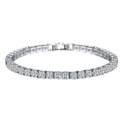 Full Diamond Zircon Couple Bracelet Silver White