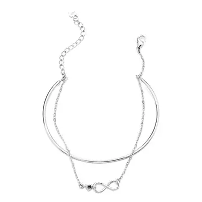 Eternal Love Mobius Ring Double Layer Bracelet Silver