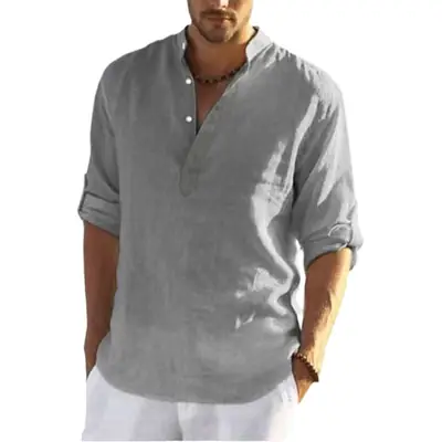 Men's Black Cotton Long Sleeve T-Shirt Large