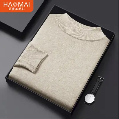 Men's Black Half Turtle Neck Sweater Base Shirt