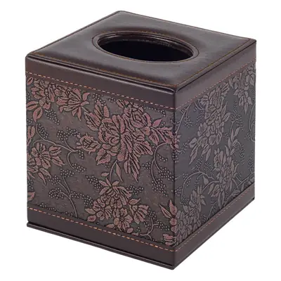 Square Heated Roll Tissue Box Vintage Flower Leather
