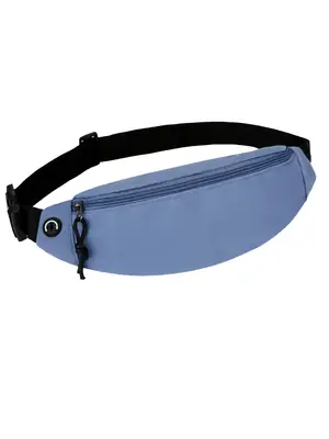 Women's Blue Canvas Waist Bag with Adjustable Strap