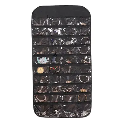 Double-Sided 80-Grid Jewelry Storage Bag Beige 78cm