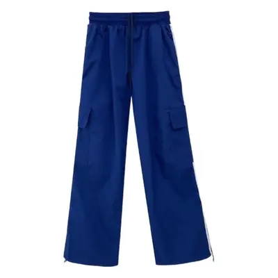 Women's Navy Blue Retro Hiking Cargo Pants High Waist Sports Pants