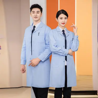 Women Lab Coat Set Light Blue Medical Professional Summer Suit