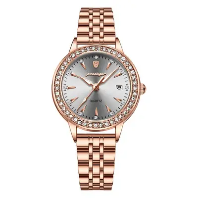Ladies Rose Gold Quartz Watch with Crystal Band