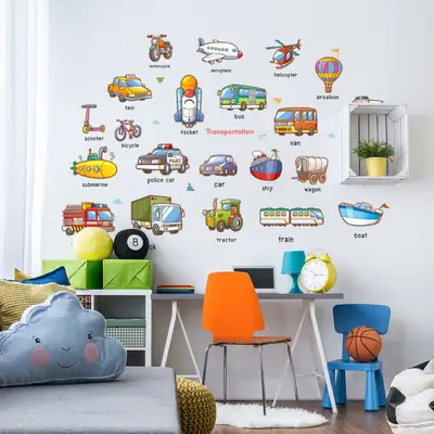Self-adhesive Cartoon Car Wall Stickers for Kids Bedroom