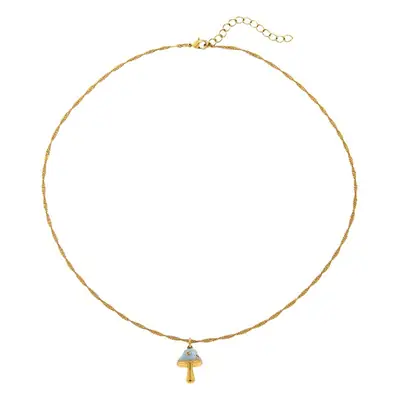 Copper Plated Kojyaki Clavicle Necklace with Blue Teardrop Pendant