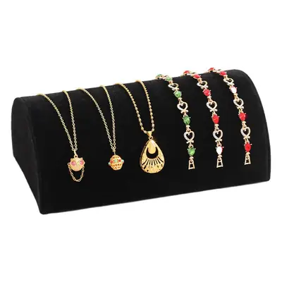 Gold Plated Semi-Circle Jewelry Rack with Green Stones