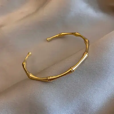 18K Gold Bamboo Titanium Steel Bracelet for Women
