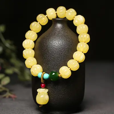 Yellow Pumpkin Bead Bracelet for Women