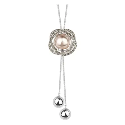 Pearl Flower Cross Ring Tassel Necklace for Women