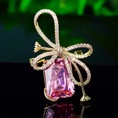 Two Butterfly Zircon Brooch Pin for Women