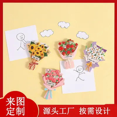 3D Resin Bouquet Magnet for Refrigerator Decor
