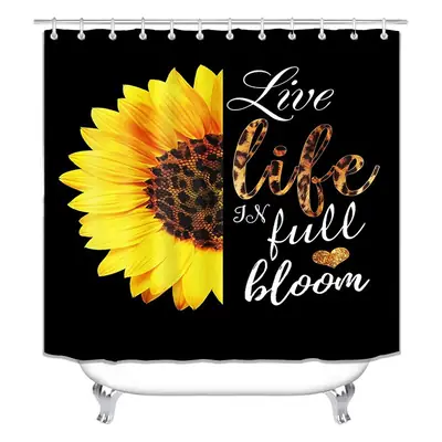 Sunflower Butterfly Shower Curtain Four-Piece Set Waterproof