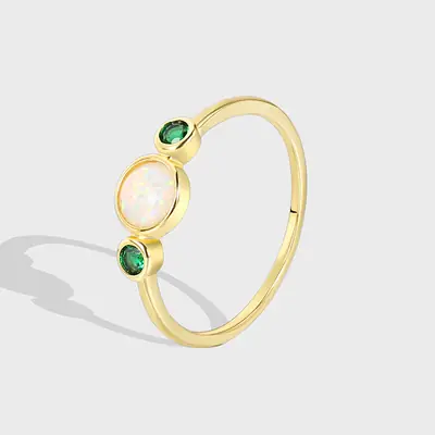 Green Zircon Joint Ring for Women Elegant French Style