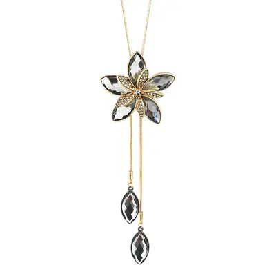 Crystal Flower Necklace for Women Gold Chain Hanging
