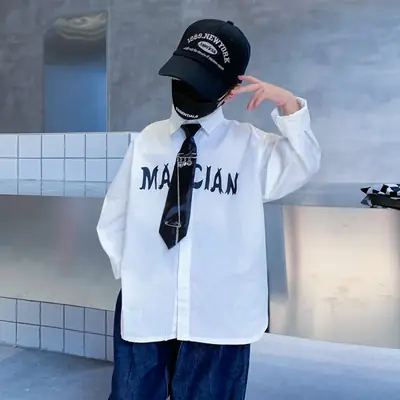 Kids Korean Style Mask Shirt Large Autumn 2024