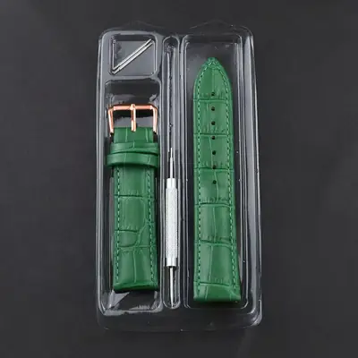 Blue Croc Leather Watch Strap 10-24mm Rose Gold Silver