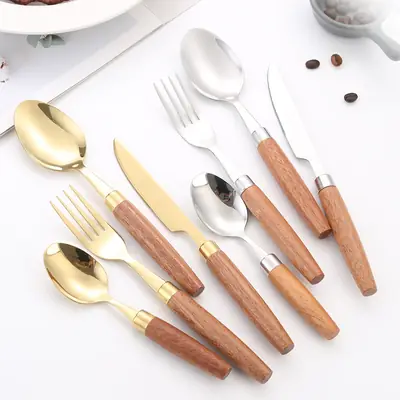 Cross-border Japanese 304 Stainless Steel Knife Set with Wooden Handles